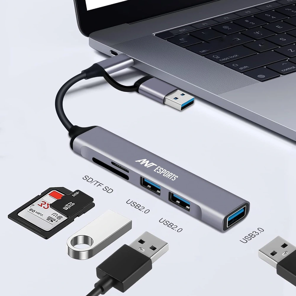 Ant Esports Type-C + USB TO USB Hub | Card Reader 6 Port AEC610 view 3
